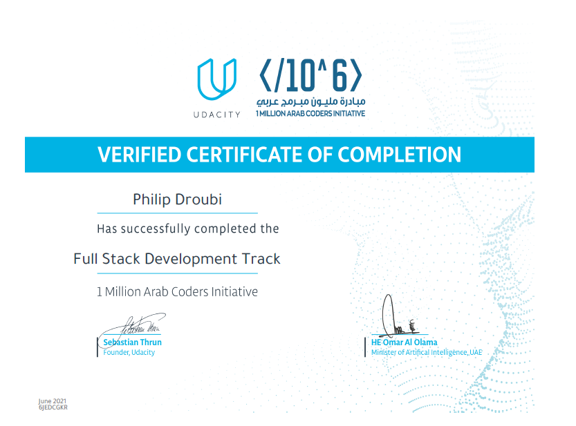 Udacity completing certificate